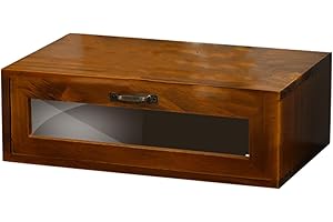 STOBAZA Vintage Acrylic Computer Monitor Stand Riser with Drawer Desktop Storage Box Organizer Wooden Office