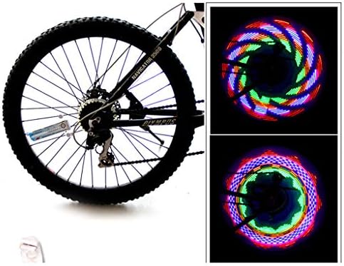 Sisit 32LED Color Bicycle Lights,Riding Silicone Mountain Wheel Lights,Fire Wind Wheel Colorful Knight Cycling Equipment Silicone Mountain Wheel Lights 2PC