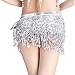 MUNAFIE Women's Belly Dance Hip Scarf Performance Outfits Skirt Festival Clothing Silver,One Size