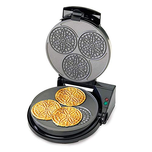 Chef'sChoice 835 PizzellePro Express Bake Nonstick Pizzelle Maker Features Color Select Control and Instant Temperature Recovery Easy to Clean, 3-Slice, Silver (Renewed)