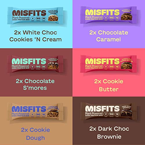 Misfits Vegan Protein Bar, Variety Pack, Plant Based Chocolate Protein