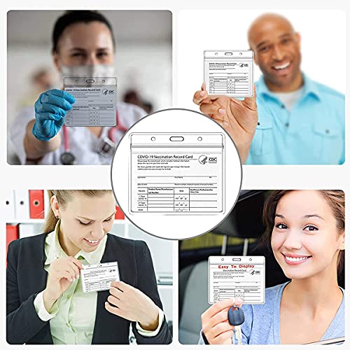 5 Pack CDC Vaccination Card Protector, 4.3 X 3.7 Inches Immunization Record Vaccine Cards Holder Clear ID Name Tags Badge Holders Vinyl Plastic Sleeve with Waterproof Type Resealable Zip