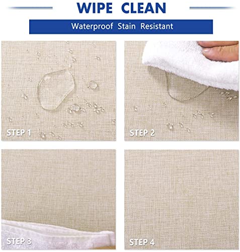 Hiasan Rectangular Tablecloth Linen Look Washable and Waterproof, Outdoor Tablecloth for Garden Dining Room, Garden, Party, Picnic, Birthday, Wedding or Home, 135 x 220 cm, Beige