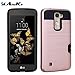 LG Escape 3 Case, LG Phoenix 2 Case, AnoKe [Credit Card Slots Holder][Not Wallet] Hard silicone Rubber Hybrid Armor Shockproof Protective Holster Cover Case for LG K8 - KLS Rose Gold