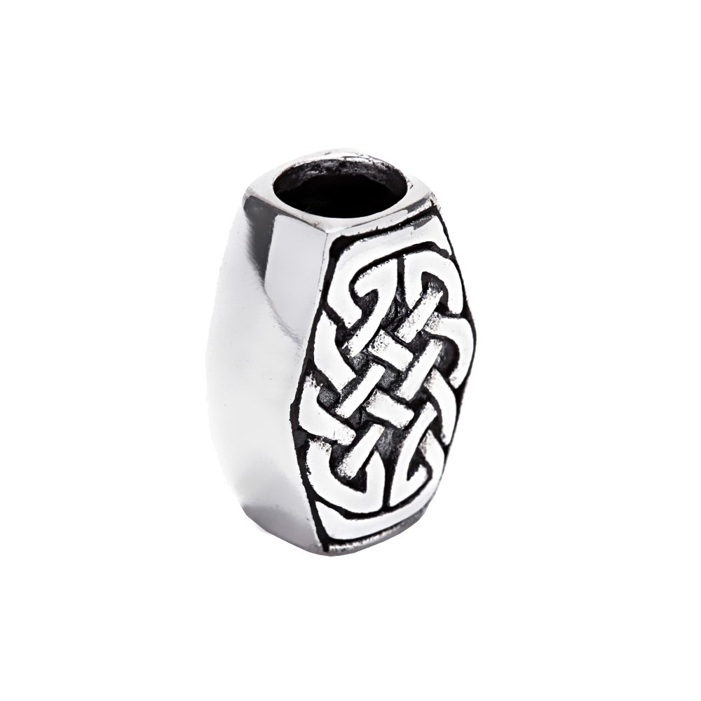 NKlaus Celtic Hair Beard Bead Celtic Knot Pattern Antique 925 sterling silver 7685