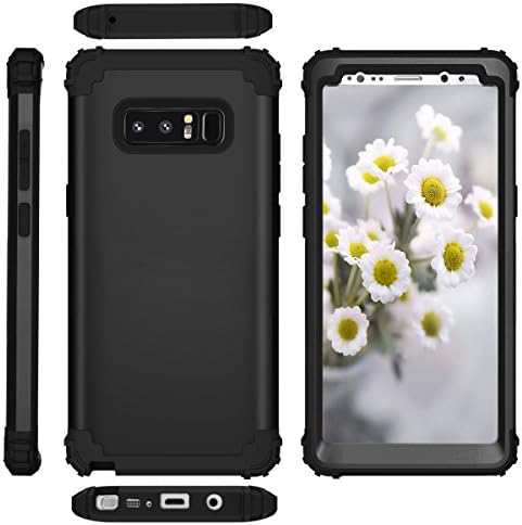 Shuangfang Samsung Galaxy Note 8 Case Shockproof, Hybrid Plastic and Silicone Rubber Gel Triple Layer Scratch Proof High Impact Rugged Case for Samsung Note 8 (Black)