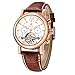 GLEIM Womens Wrist Watch, Classic Srystal Dial Auto-Winding Lady Dress Watch (Brown)