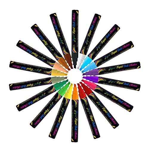 Joyooss 18pcs 6mm Highlighter Fluorescent Liquid Chalk Marker Pen, Highlighters for LED Writing Board - Non-Toxic, Safe & Easy to Use, Neon, Great for All Ages