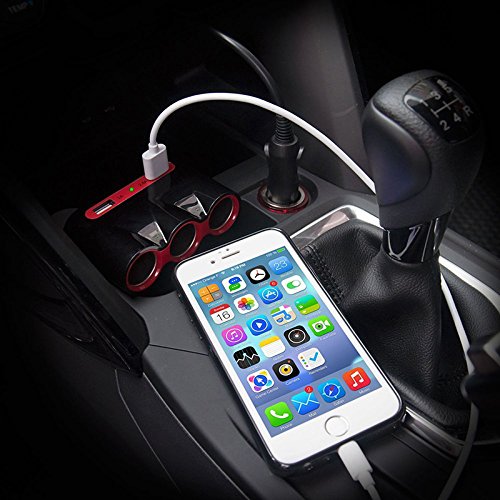 Cigarette Lighter Adapter, 120W 3-Socket Car Cigarette Lighter Splitter 3.4A Dual USB Car Charger Adapter DC 12V/24V Outlet Multi-Functions Car Splitter for iPhone iPad Samsung GPS Dashcam