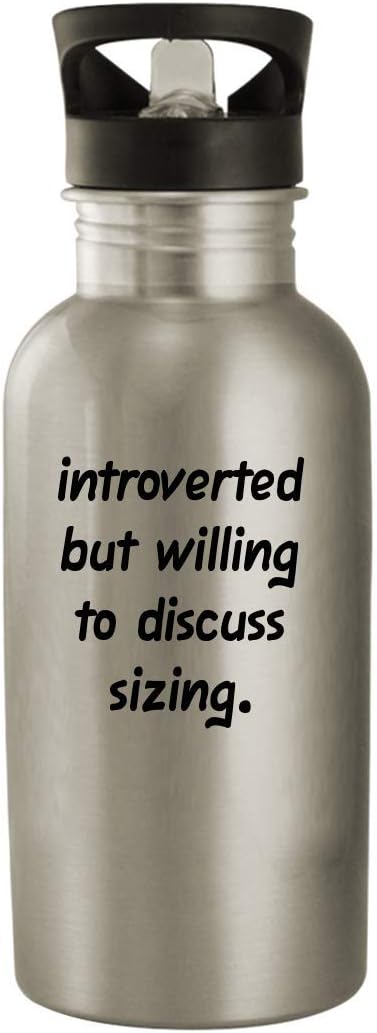 Introverted But Willing To Discuss Sizing - 20oz Stainless Steel Water Bottle, Silver