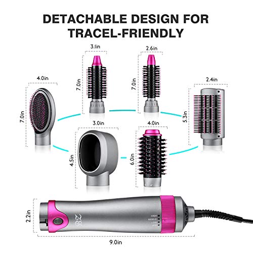 BZ 6 in 1 Hair Dryer Brush and Volumizer, Detachable Hair Dryer Styler