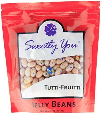 Jelly Belly 16 OZ Tutti-Frutti Flavored Beans. (Approximately One Pound, ~ 1 Pound) bulk jelly beans in a resealable bag.