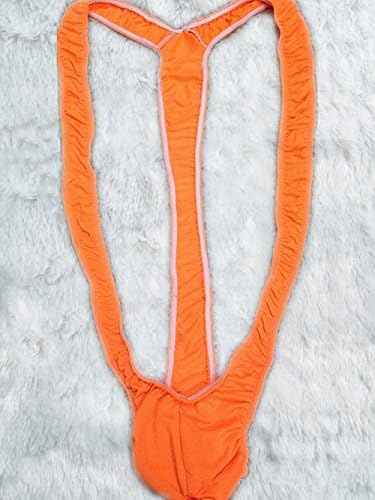 Father's Day Gift, Hot Style Sexy Men's Borat Mankini Costume Swimsuit Swimwear Thong (Orange)