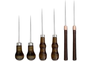 QHAJRYYC 6 PCS Awl Tool, Leather Awl Punch Tool, Gourd Shape Handle Punch Tools for DIY Leather Sewing Punching