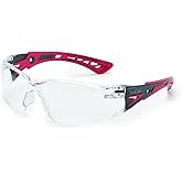 Bolle Safety Bollé Safety 41080, Rush+ Safety Glasses Platinum®, Black & Red Frame, Clear Lenses