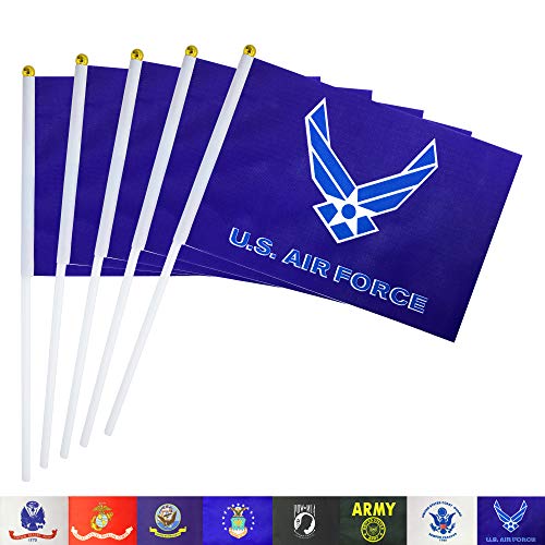 TSMD US Air Force Wings Stick Flag 50 Pack Small Mini Handheld United States Military Polyester Flags,Decorations Supplies for Army Party Events Celebration