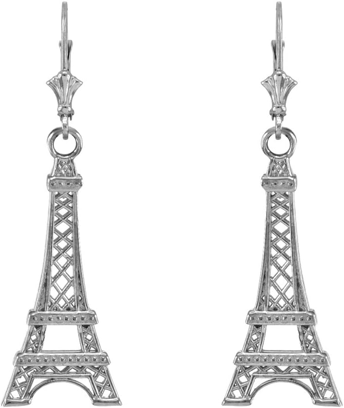 Claddagh Gold925 Sterling Silver Paris Eiffel Tower Dangle Earrings