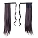 SWACC Women Long Straight/Curly Wavy Wrap Around Ponytail Extension Synthetic Hair Piece Clip in Hair extensions (Straight, 4#-Dark Brown)