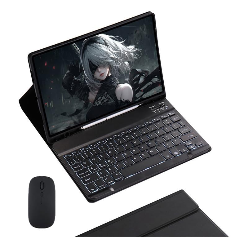 Capa Para Tablet, Capa + Mouse e Teclado Magnético Bluetooth Destacável Para IPad 9ª/ 8ª /7ª Geração (Preto, Teclado retroiluminado)