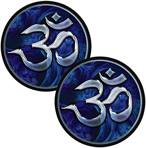 Om "Nebula" 2 Pack Circle Stickers - LS306 - LAMINATED - Yoga spiritual Mantra Aum Vinyl Decal Wall Car.laptop decore