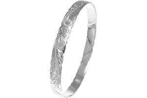 Arthur's Jewelry 925 Sterling Silver Hawaiian Scroll Sea Turtle Honu 8mm Cut Out Edge Bangle Size 7-9