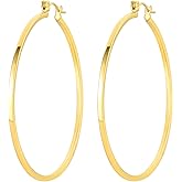 14K Gold Hoop Earrings for Women Large Hoop Chunky Earrings for Women Elegant Big Gold Hoops 50mm