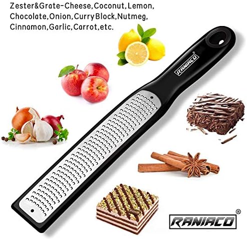 Raniaco Rape, Zesteur Citron Rape a Fromage pour noix de coco en Acier inoxydable Zesteur Agrumes Lame en tranchante et couvercle de protection Rape Cuisine Récipient (Noir) - Cuisine A Vivre Raniaco Rape, Zesteur Citron Rape a Fromage pour noix de coco en Acier inoxydable Zesteur Agrumes Lame en tranchante et couvercle de protection Rape Cuisine Récipient (Noir)