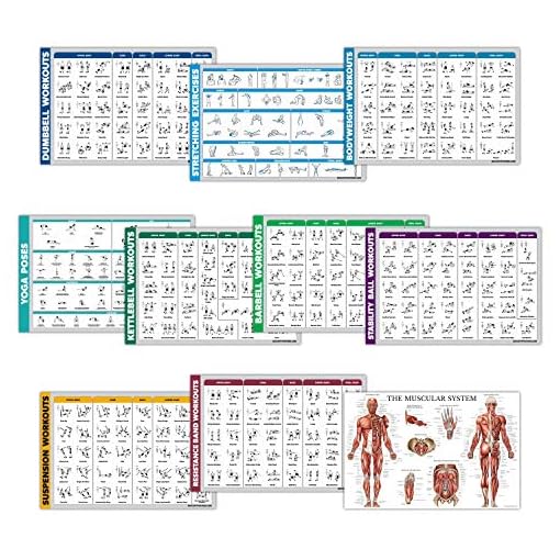 QuickFit 10 Pack - Exercise Workout Poster Set - Dumbbell, Suspension, Kettlebell, Resistance Bands, Stretching… - Image 5