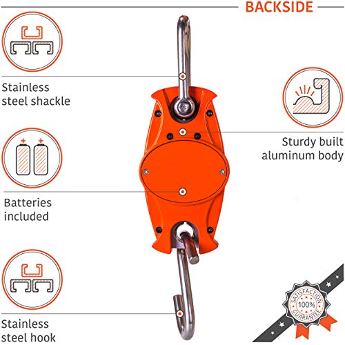 Digital Hanging Scale 660 LB 300 KG Cast Aluminum Case - Professional Heavy Duty Waterproof Fish Scale - Portable Durable Crane Scale for Luggage Weight Suitcase Hunting Farm Bow Fishing Scale - Image 5
