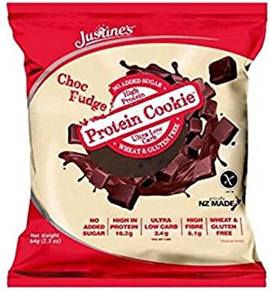 JUSTINE'S, COOKIES, CHOC FDGE, PROTEIN, Pack of 12, Size 2.25 OZ - No Artificial Ingredients Gluten Free Kosher Wheat Free Yeast Free
