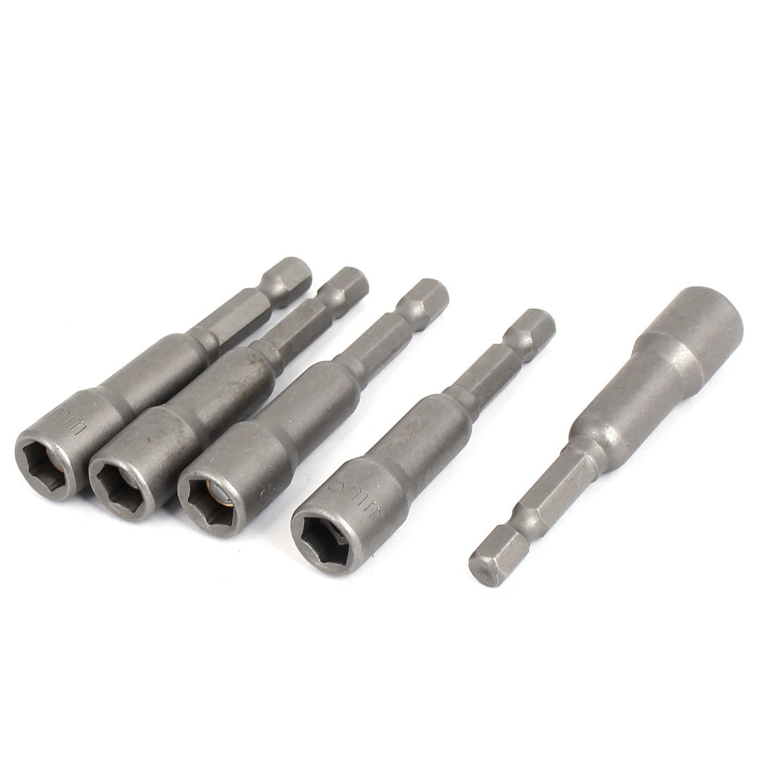 sourcingmap a15121800ux0384 1/4-Inch Shank 8 mm Hex Socket Magnetic Nut Driver Setter Bit - Grey (5-Piece)