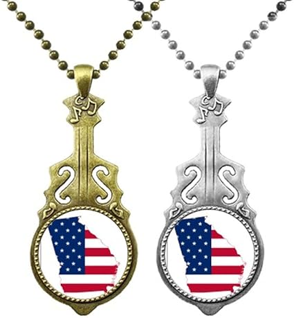 Halskette mit Anhänger in Form einer georgischen USA-Karte, Sterne