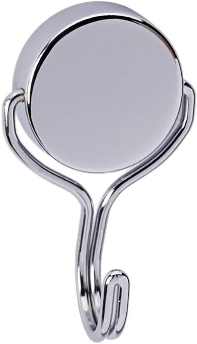 Maul Neodymium Magnet with Carousel Hook, Round, Rotatable, Steel, 30 kg Holding Force, 38.5 mm, Light Silver