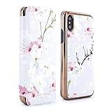 Ted Baker BREEK Mirror Folio Case for iPhone X/XS, Premium Folio Cover for Professional Women/Girls - Oriental Blossom