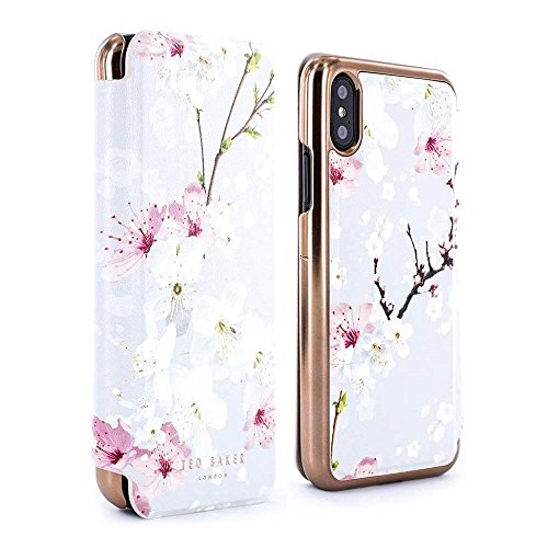 Ted Baker BREEK Mirror Folio Case for iPhone X/XS, Premium Folio Cover for Professional Women/Girls - Oriental Blossom