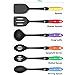 Vremi Cooking Utensils - Kitchen Utensil Set Tools for Nonstick Cookware with Spatula Turner Ladle Pasta Server in BPA Free Dishwasher Safe Heat Resistant Nylon - Black Multi Color