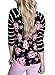 Bdcoco Women's Striped 3/4 Sleeve Floral Print T-Shirts Casual Blouse Tops Large