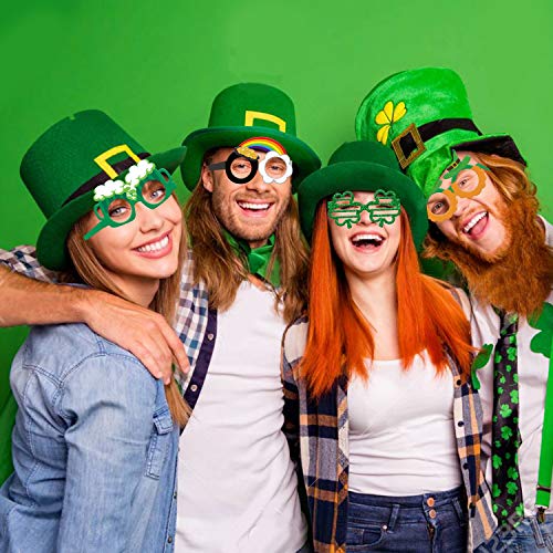 12 PCS St.Patrick's Day Eyeglasses Green Shamrock Beer Irish Lucky Leprechaun Hat Photo Props Glitter Eyewear Party Ideas Decoration - Thumbnail 3
