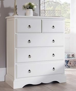 Romance True White 2 Over 3 Chest Of Drawers French Large Chest