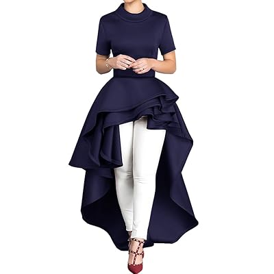 Misassy Womens Runway High Low Peplum Top Maxi Dress Bahrain