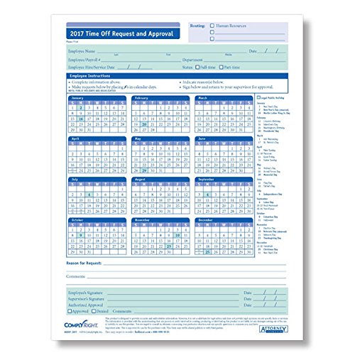 Employee Time Off Calendar Template 2017 Employee Time Off Calendar Template 2017