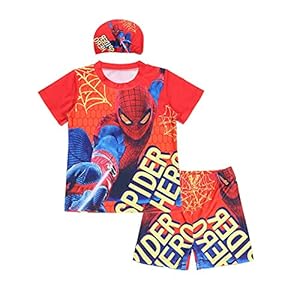 Cosplay Badpakken Jongen Spiderman Zwemkostuum Vakantie Surfpak Badmode Drie Set Shorts Zwembroek Mouw Cartoon Poolside…