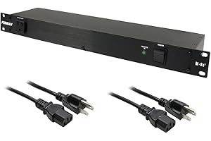 Furman M-8x2 Merit Series 8 Outlet Power Conditioner & Surge Protector with (2) Hosa 18 Gauge Electrical Extension Cable