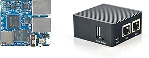 NanoPi R2S Open Source Mini Router with Dual-Gbps Ethernet Ports 1GB DDR4 Based in RK3328 Soc for IOT NAS Smart Home Gateway, Bundle with CNC Metal Case