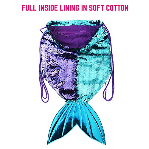 GirlZone: Magical Mermaid Tail Sequin Backpack for Girls, Gift For Girls