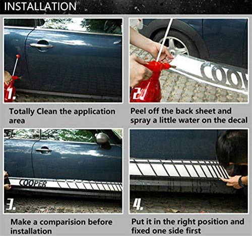 i-VIVIAN Universal Sports Racing Stripe Graphic Stickers and Decals for Truck Auto Car Body Side Door (Red-2) - Thumbnail 4