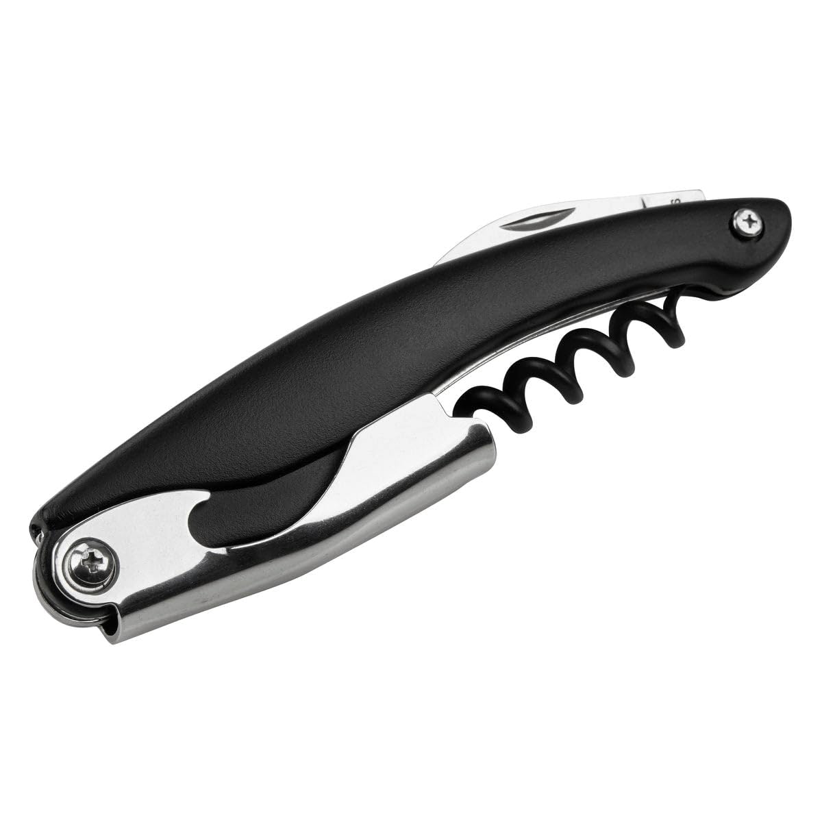 Fackelmann Specter Waiter Corkscrew, Bottle Opener, Plastic, Stainless Steel, 11x2x2cm, Matte Black