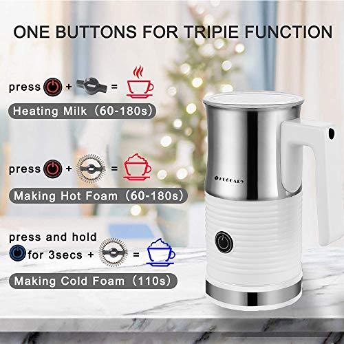 Milk Frother, Huogary Electric Stainless Steel Milk Steamer and Frother with Hot or Cold Milk Foam, Automatic Milk Warmer - Thumbnail 4