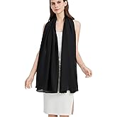 black silk scarf for women-ladies spring fall summer long 100% mulberry silk neck scarf hijab travel beach shawl wrap(CJ-Black)