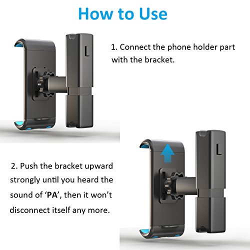 Car Headrest Mount, Pobon Car Seat Tablet Holder for iPad Mini 2/3/4, iPad Pro/Air, iPhone Xs Max/XS/XR/X/8 Plus/7/7 Plus/6s, Samsung Galaxy Tab Note 9/S9, Fire 7/8 HD, All 4-10.5" Devices (Blue)
